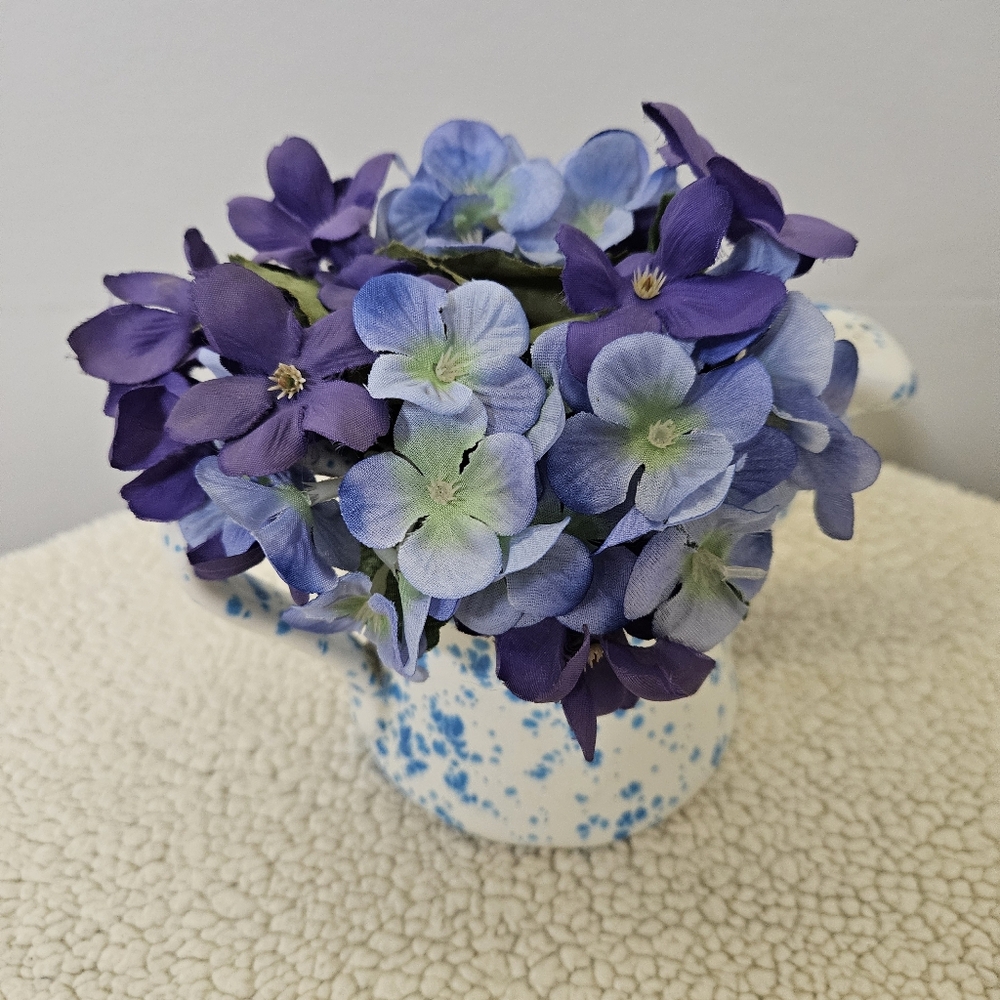 Blue and Purple Floral Ceramic Vase - Picture 1 of 16